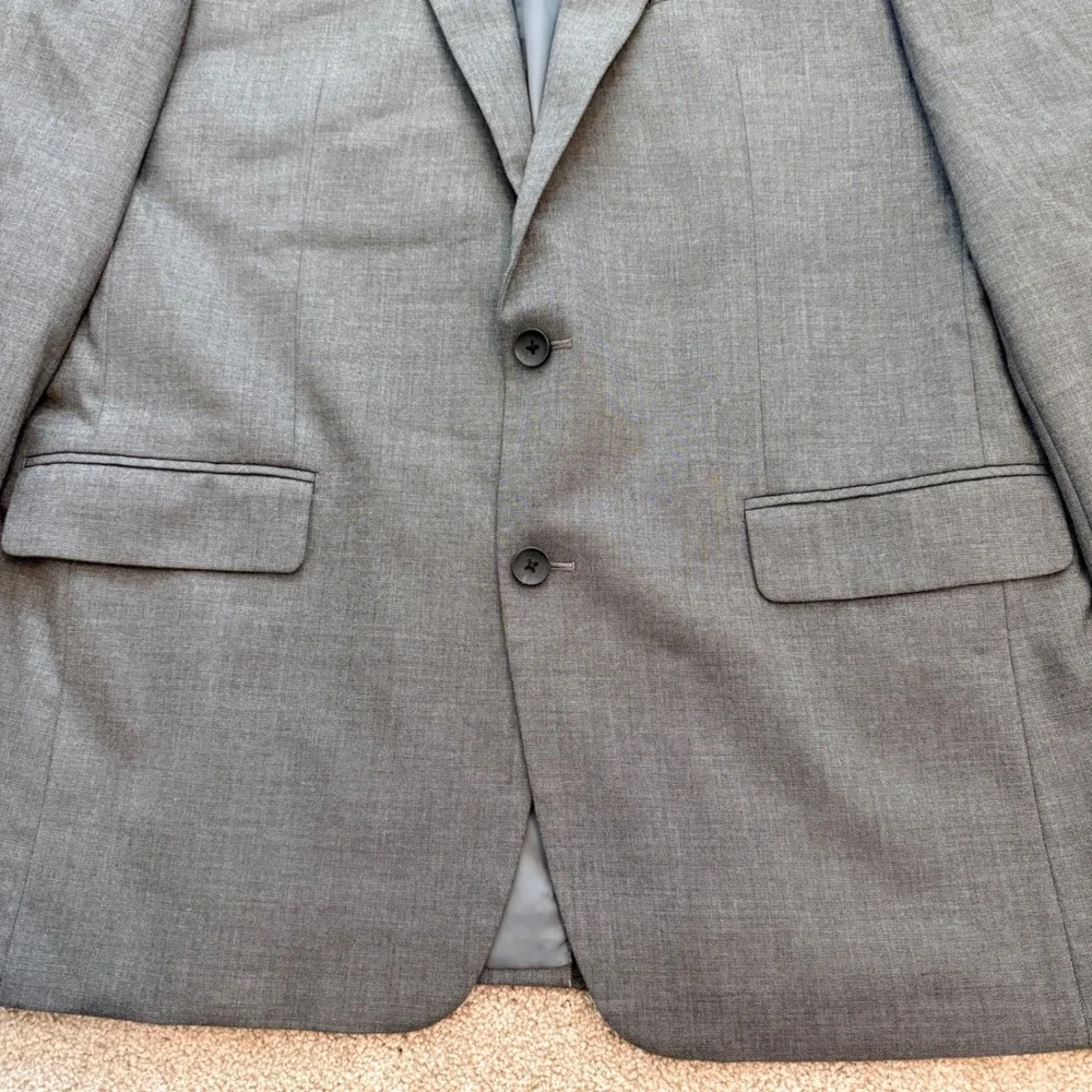 J.M. Haggar Sport Coat Mens 44L Grey Classic Fit Two Button Blazer 1023641